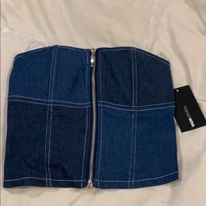 Brand New denim zip tube top